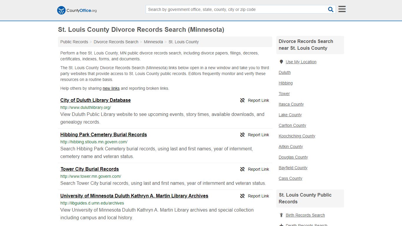 St. Louis County Divorce Records Search (Minnesota) - County Office