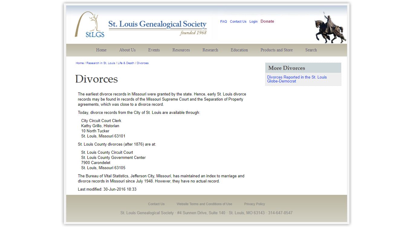 Divorces - St. Louis Genealogical Society